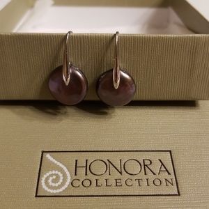Honora Sterling Silver Black Pearl Drop Earrings